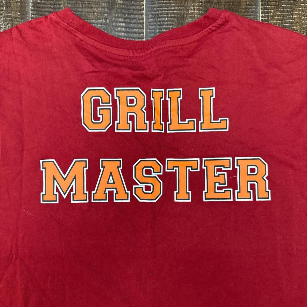 Maroon Men's Cotton Graphic Tee T-Shirt with Grill Master Logo